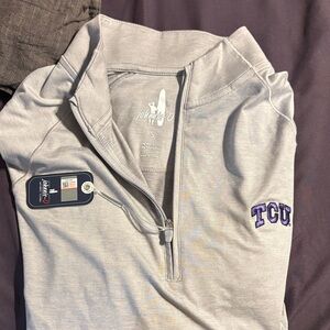 johnnie-O Men's Light Gray TCU Quarter-Zip Pullover